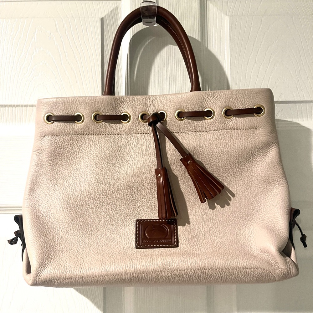 Dooney & Burke Wakefield Tassel Tote in Oyster in Excellent Like New Condition